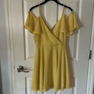 NWT yellow off the shoulder mini dress